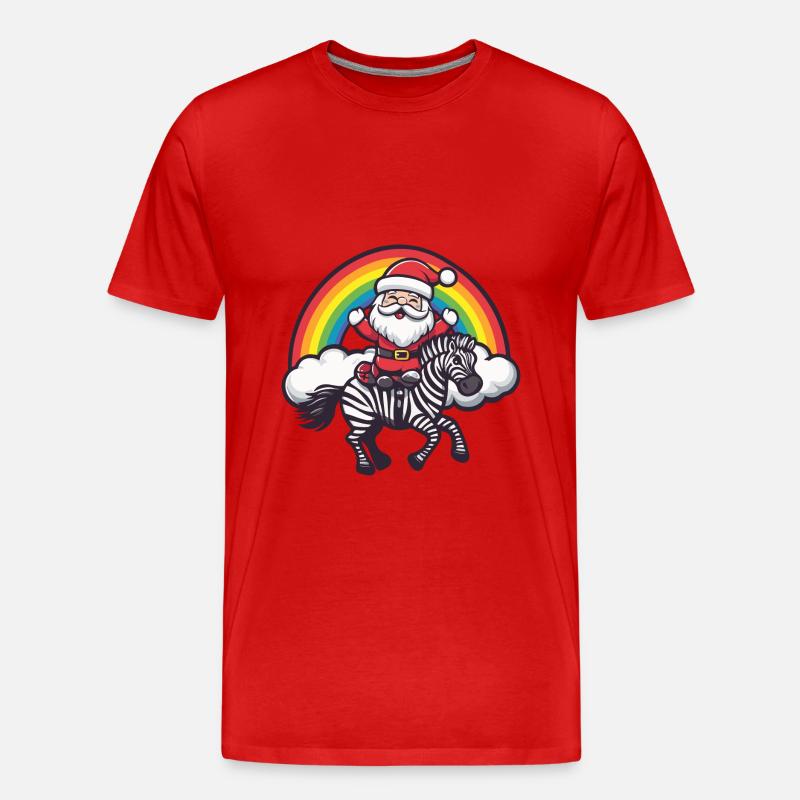 Zebra Weihnachtsmann Regenbogen - Männer Premium Bio T-Shirt - Rot