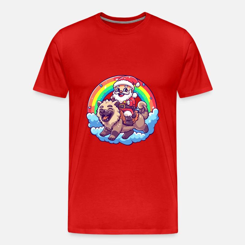 Hyäne Weihnachtsmann Regenbogen - Männer Premium Bio T-Shirt - Rot