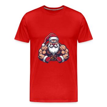 Père Noël Muscles Fitness - T-shirt bio Premium Homme - rouge - Devant - Damien (186cm)