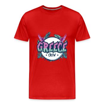 Grèce Crew Coloré - T-shirt bio Premium Homme - rouge - Devant - Damien (186cm)