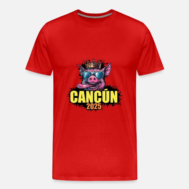 Cancun 2025 Schwein - Männer Premium Bio T-Shirt - Rot