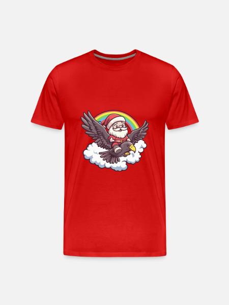Arpia Uccello Babbo Natale Arcobaleno - Maglietta ecologica premium da uomo - rosso