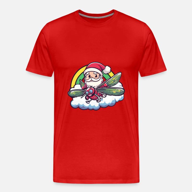 Libelle Weihnachtsmann Regenbogen - Männer Premium Bio T-Shirt - Rot