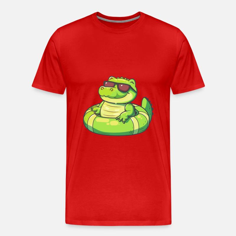 Alligator Comic Cool - Männer Premium Bio T-Shirt - Rot