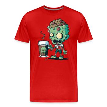Die koffeinhaltigen Untoten - Männer Premium Bio T-Shirt - Rot - Vorne - Damien (186cm)