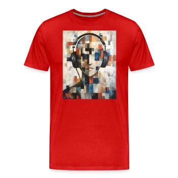 Abstract Face Abstract Head with Headphones - Men's Premium Organic T-Shirt - red - Front - Damien (186cm)