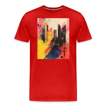 Abstrakte Graffiti Stadt - Streetart - Großstadt - Männer Premium Bio T-Shirt - Rot - Vorne - Damien (186cm)