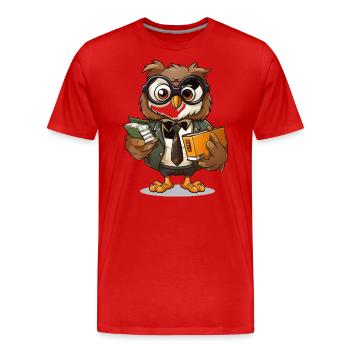 Professor Hoot - Männer Premium Bio T-Shirt - Rot - Vorne - Damien (186cm)