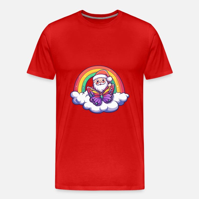 Schmetterling Weihnachtsmann Regenbogen - Männer Premium Bio T-Shirt - Rot