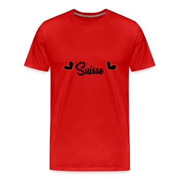 SCHWEIZ. LAND. GENF. SCHWEIZ. HUMOR. LAND - Männer Premium Bio T-Shirt - Rot - Vorne - Damien (186cm)