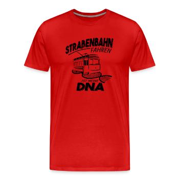 Straßenbahn fahren ist meine DNA - Männer Premium Bio T-Shirt - Rot - Vorne - Damien (186cm)