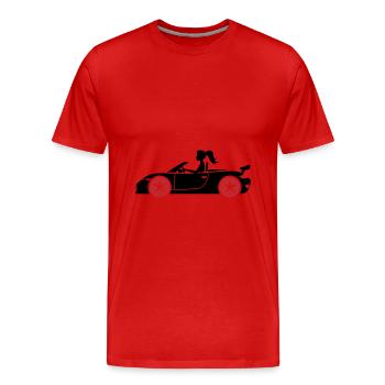 Frau Auto Cabrio - Männer Premium Bio T-Shirt - Rot - Vorne - Damien (186cm)