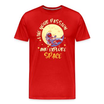 Space Shuttle Schwerelos Stern Planet - Männer Premium Bio T-Shirt - Rot - Vorne - Damien (186cm)