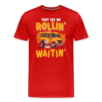 Bus Occupation Work Transport - Men's Premium Organic T-Shirt - red - Front - Damien (186cm)