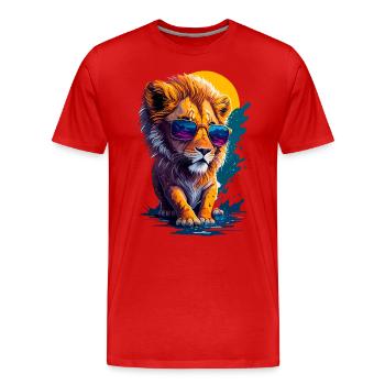 Niedlicher Babylöwe - Männer Premium Bio T-Shirt - Rot - Vorne - Damien (186cm)