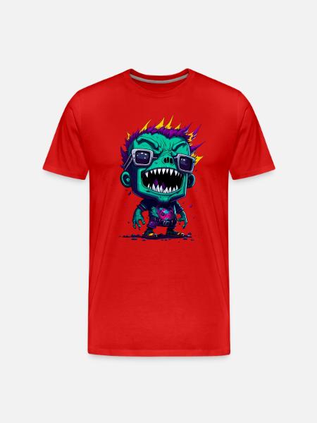 Bunter cooler Zombie - Männer Premium Bio T-Shirt - Rot