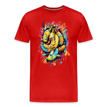 Graffiti Bananes - T-shirt bio Premium Homme - rouge - Devant - Damien (186cm)