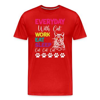 Tous les jours, c’est Chats Travail Manger Dormir Chat Chat Chat - T-shirt bio Premium Homme - rouge - Devant - Damien (186cm)