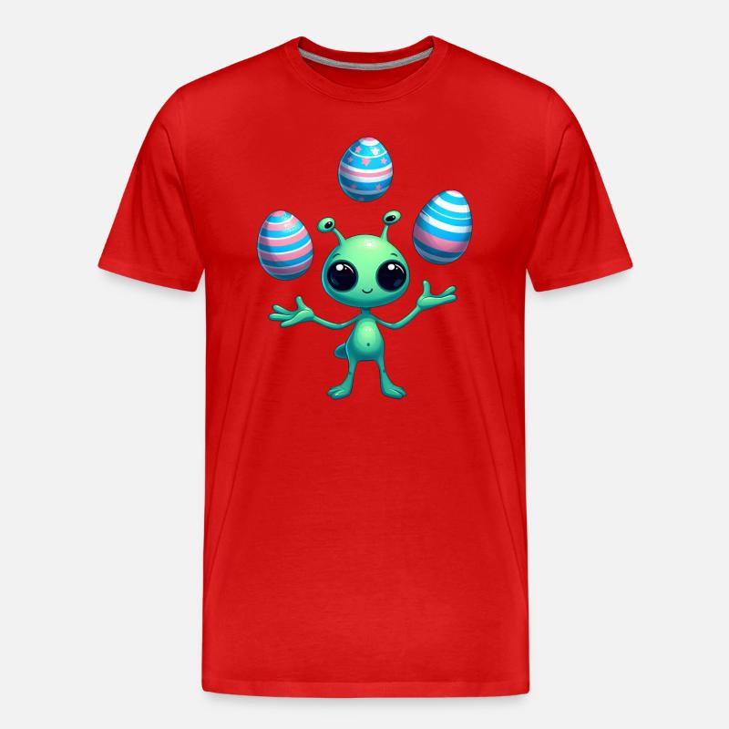 Ostern mit Alien: Eier-Jonglage - Männer Premium Bio T-Shirt - Rot