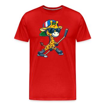 Bâton de hockey sur glace lunatique Double bâtongirafe - T-shirt bio Premium Homme - rouge - Devant - Damien (186cm)