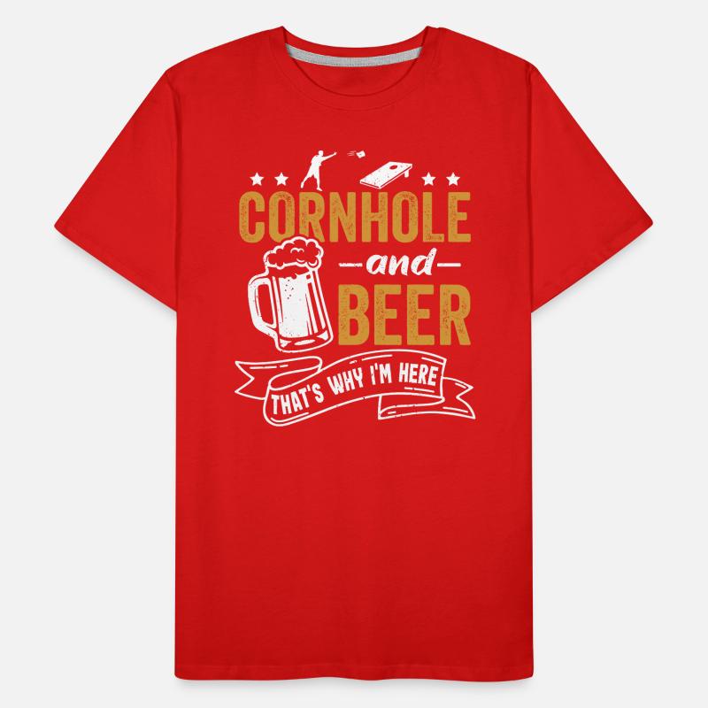 Cornhole und Bier Darum Bin Ich Hier Männer Premium Bio T-Shirt