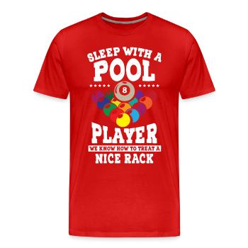 Sleep with a pool player Funny Billiards - Männer Premium Bio T-Shirt - Rot - Vorne - Damien (186cm)