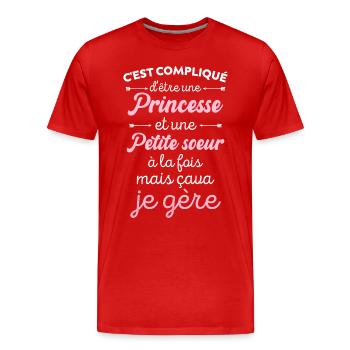 Petite Sœur Et Princesse Cadeau Drôle Pour Sœur - T-shirt bio Premium Homme - rouge - Devant - Damien (186cm)