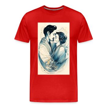 Sensual couple of lines - Men's Premium Organic T-Shirt - red - Front - Damien (186cm)