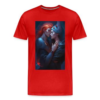 Moment sensuel d’amour des femmes - T-shirt bio Premium Homme - rouge - Devant - Damien (186cm)