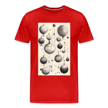 moment des sphères et des lignes - T-shirt bio Premium Homme - rouge - Devant - Damien (186cm)