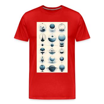 Versions des sphères géométriques - T-shirt bio Premium Homme - rouge - Devant - Damien (186cm)