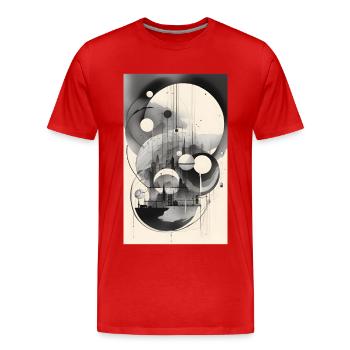 paysage géométrique urbain - T-shirt bio Premium Homme - rouge - Devant - Damien (186cm)
