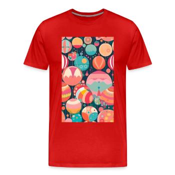 Cercles et sphères vintage - T-shirt bio Premium Homme - rouge - Devant - Damien (186cm)