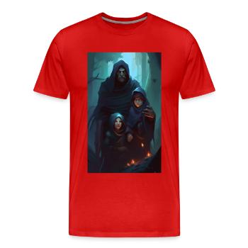 Gloomy medieval fantasy family - Men's Premium Organic T-Shirt - red - Front - Damien (186cm)