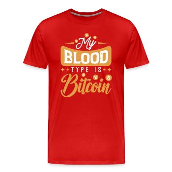 Bitcoin BTC Crypto Blockchain Coin Exchange Coin - T-shirt bio Premium Homme - rouge - Devant - Damien (186cm)