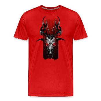 Höllische Erleuchtung: Dämonen-Ziegenschädel mit - Männer Premium Bio T-Shirt - Rot - Vorne - Damien (186cm)