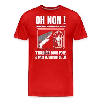 requin - T-shirt bio Premium Homme - rouge - Devant - Damien (186cm)