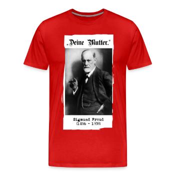 Sigmund Freud - "Deine Mutter." - Männer Premium Bio T-Shirt - Rot - Vorne - Damien (186cm)