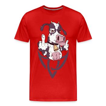 Cow Rebel Gesture - Men's Premium Organic T-Shirt - red - Front - Damien (186cm)