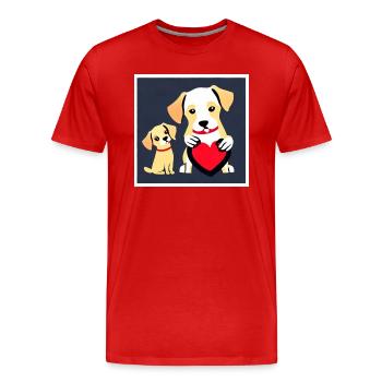 dog love affection illustration dog lovers - Men's Premium Organic T-Shirt - red - Front - Damien (186cm)