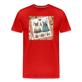 Designing. - Men's Premium Organic T-Shirt - red - Front - Damien (186cm)