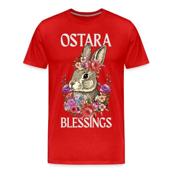 Bénédictions d’Ostara Joyeuse Lapin de Pâques - T-shirt bio Premium Homme - rouge - Devant - Damien (186cm)