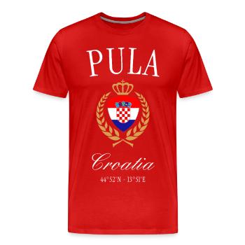 Couronne des armoiries de Pula Croatia – Souvenir de voyage - T-shirt bio Premium Homme - rouge - Devant - Damien (186cm)