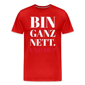 Nett - Männer Premium Bio T-Shirt - Rot - Vorne - Damien (186cm)