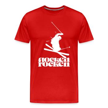 Flocken Rocken - Männer Premium Bio T-Shirt - Rot - Vorne - Damien (186cm)