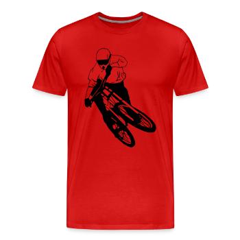 Downhill - Mountainbiking - T-shirt bio Premium Homme - rouge - Devant - Damien (186cm)