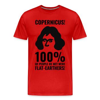 Copernic contre les Terriens plats - T-shirt bio Premium Homme - rouge - Devant - Damien (186cm)