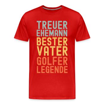 Ehemann Vater Golf Legende Retro Vintage - Männer Premium Bio T-Shirt - Rot - Vorne - Damien (186cm)