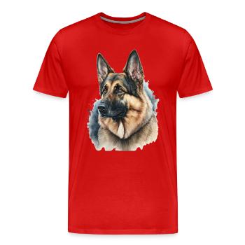 Deutscher Schäferhund Wasserfarben - Männer Premium Bio T-Shirt - Rot - Vorne - Damien (186cm)