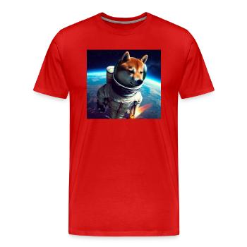 Shiba Inu in space - Men's Premium Organic T-Shirt - red - Front - Damien (186cm)